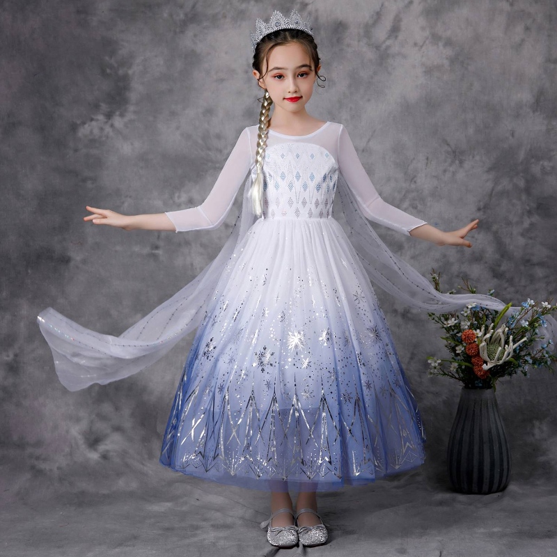 Bambini vestiti in costume da principessa fantasia gioca a abiti da festa elsa di halloween per le ragazze abiti da festa dellanena K57