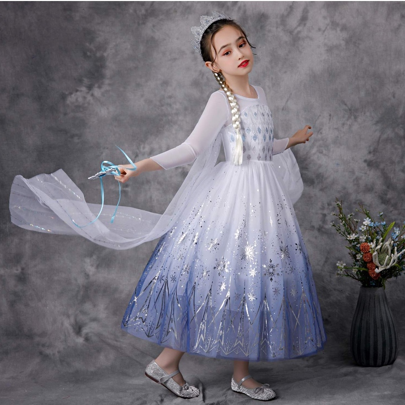 Bambini vestiti in costume da principessa fantasia gioca a abiti da festa elsa di halloween per le ragazze abiti da festa dellanena K57