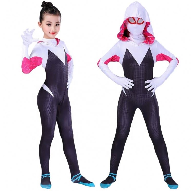 Holiday Halloween Party Wholesale Girls Girls Kids Gwen Spider Man Parallel Universal Abbigliamento Collari cosplay costumi con maschera