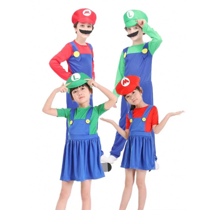 Super Mario vestiti adulti e bambini Mario Family Bros Costume Set Bambini regalo Halloween Party Mario&Luigi