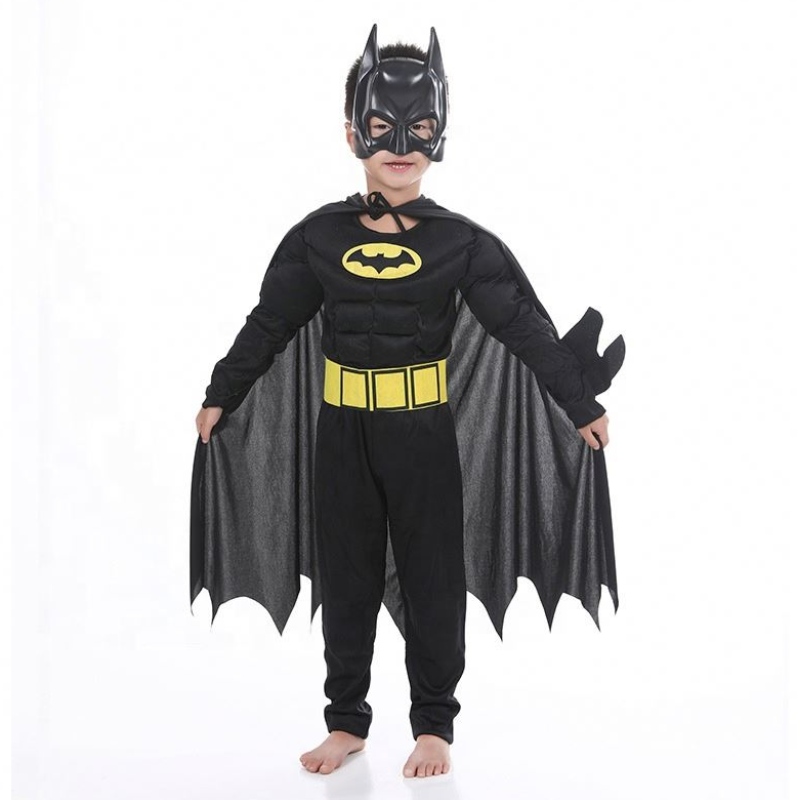 Halloween Masquerade Black Black Muscle Muscle Kids Costumi di supereroi The Bat Man Custom With Cloak Mask