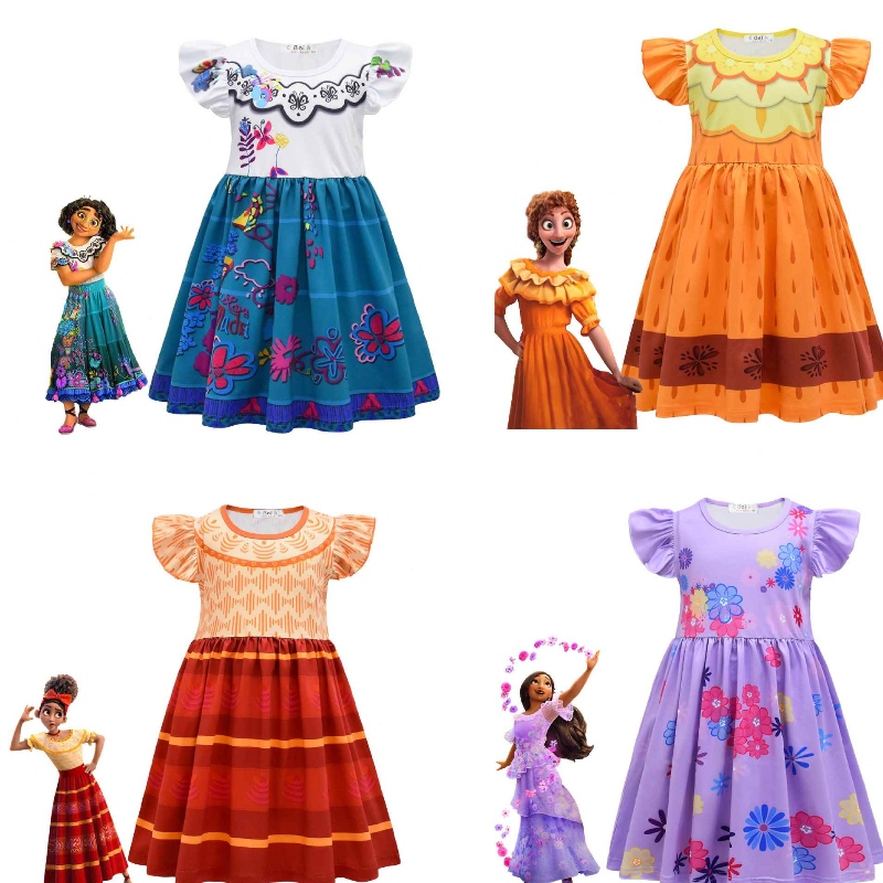 Nuovo fascino Mirabell Madrid Animazione Costume Girls Dress Abito Principesse Halloween Costume cosplay Luisa Madrigal Cosplay