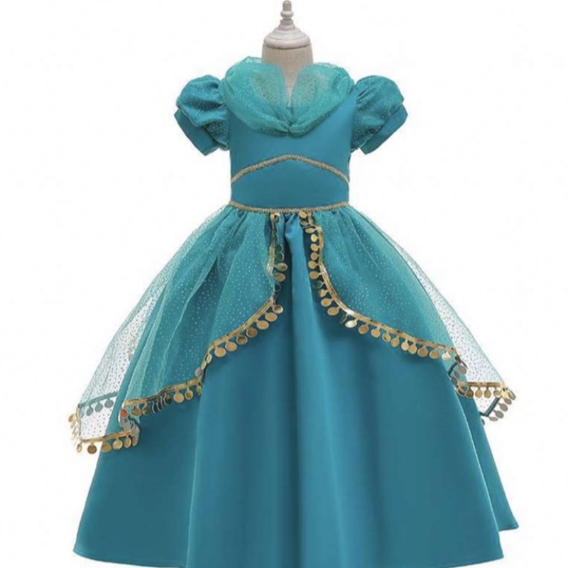 Abito per le bambine di Halloween Jasmine vestito da principessa Aladdin Cosplay Princess Jasmine per 2-10 anni Hcal-004