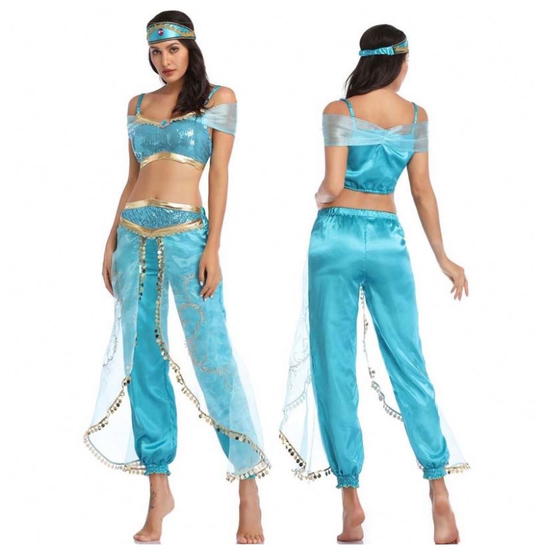 Vendite a caldo Outfit Halloween Aladdin Magic Lamp Princess Jasmine Adulto Hcal-012