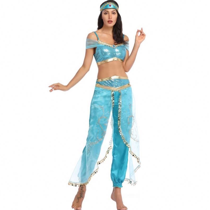 Vendite a caldo Outfit Halloween Aladdin Magic Lamp Princess Jasmine Adulto Hcal-012