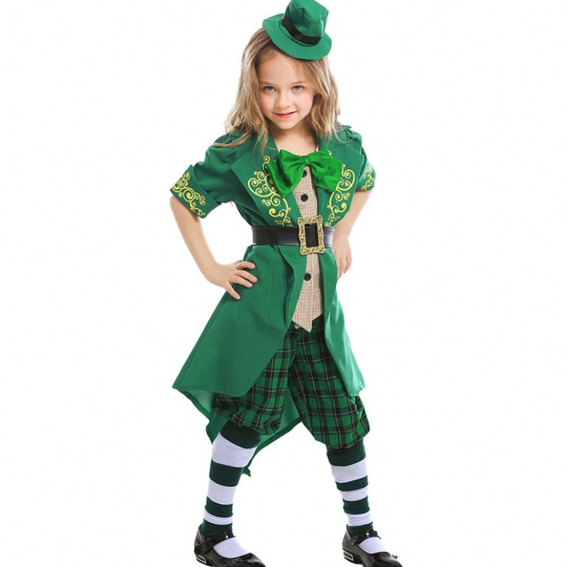 Bambini Halween Irish Elf Performance Outfit St. Patrick \\''s Girl Girl Costume DGHC-089