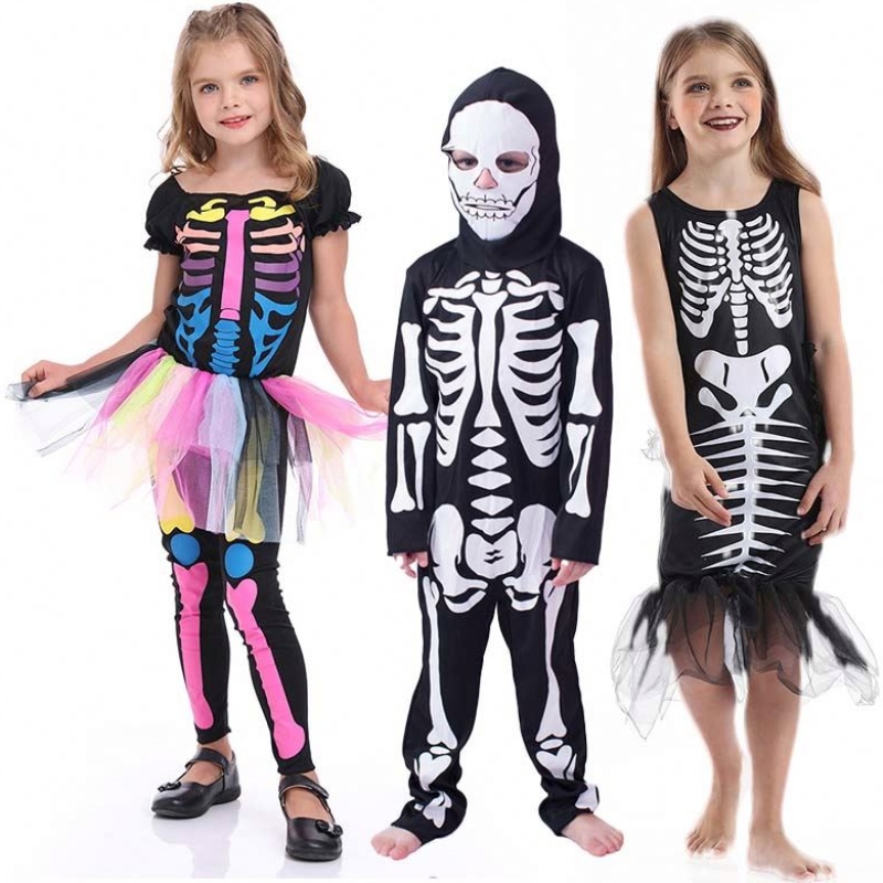 Halloween temibile vestirsi Scheletro Girl Boy Kids Bones Costume HCVM-002