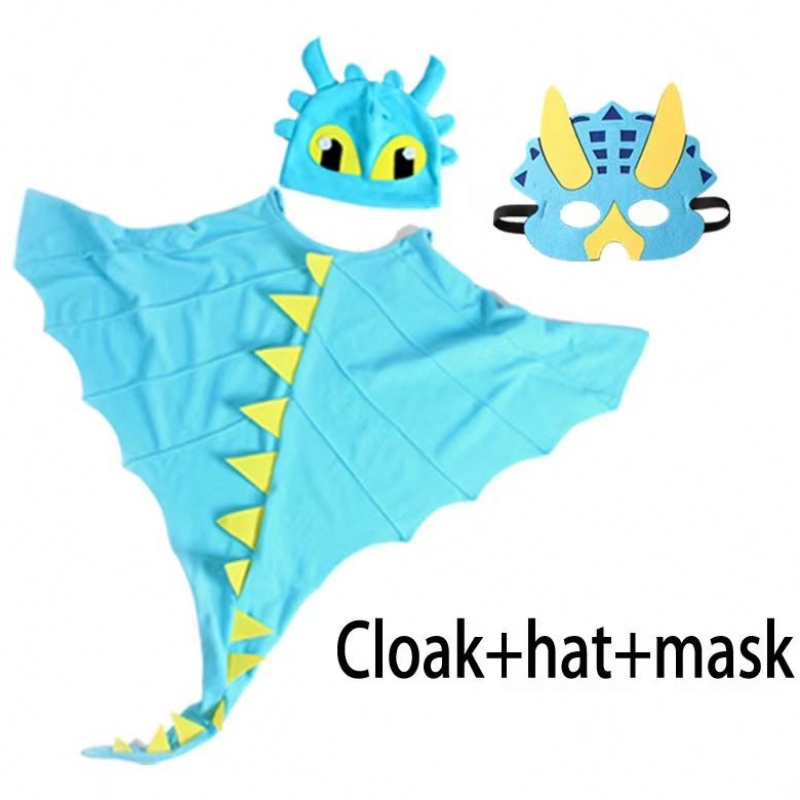 Bambini Halween Costume Cloak con cappello e maschera Dinosaur Cosplay Fancy Dress Up Party Bomboniere