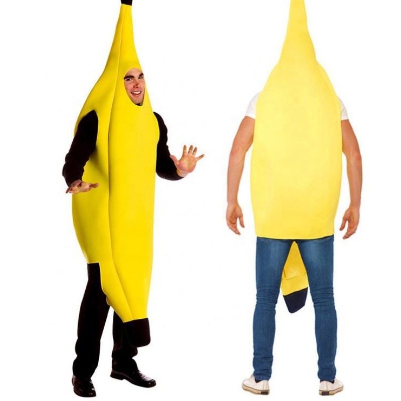 Creazioni di cosplay Costume da banana attraente Deluxe per adulti impostata per la festa di vestito di Halloween e il gioco di ruolo Banana unisex Costume