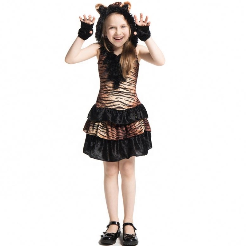 Girls a vendita calda Halloween Animal Cosplay Costume Halloween Party Tiger Fancy Costume for Kids