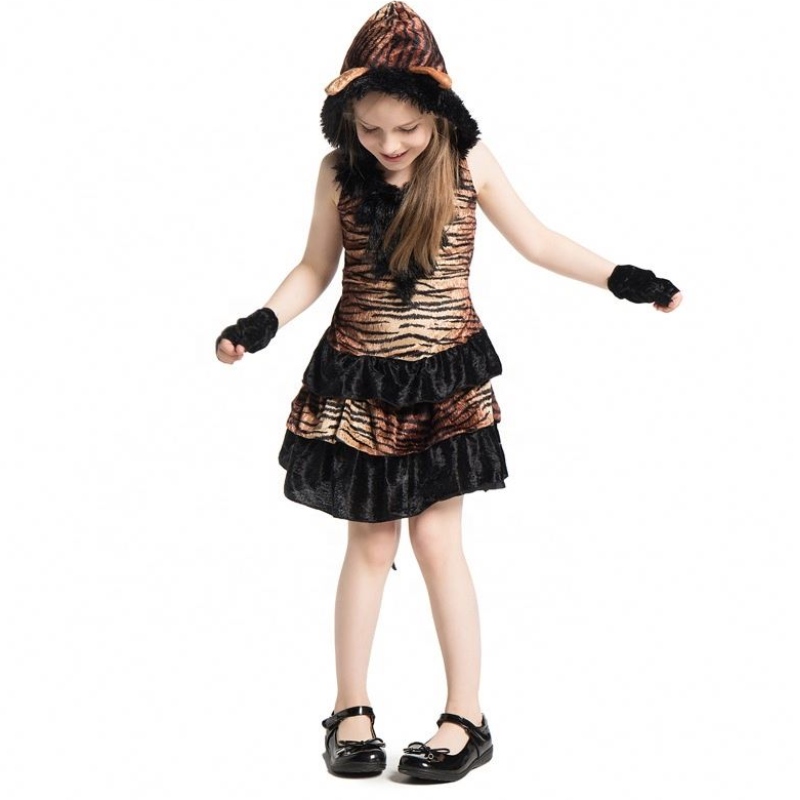 Girls a vendita calda Halloween Animal Cosplay Costume Halloween Party Tiger Fancy Costume for Kids