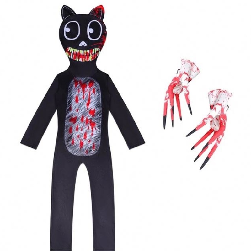 Halloween Costumi per bambini Anime Cat Black Cosplay Boys Girls Bodysuit Carneval Carnival Party Abbigliamento