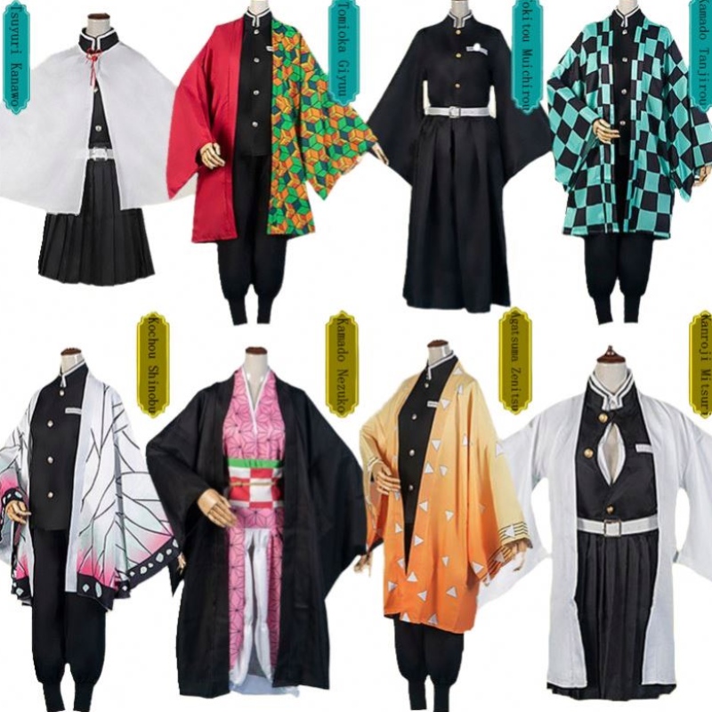 Vendita calda Anime Demone Slayer Kimetsu No Yaiba Tanjirou Kamado Nezuko Cosplay Women and Men Kimono Cosplay Set costumi