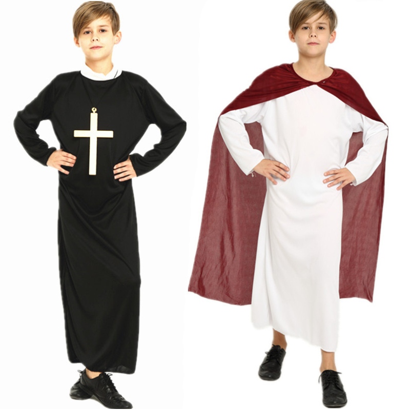 I costumi di Halloween mascherati per i ragazzi abiti da sacerdoti padri missionari costumi di cristianesimo gesuita per bambini