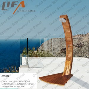 Pannello doccia esterna CF5002, Pannello doccia esterna in legno, Pannello doccia giardino, doccia esterna indipendente