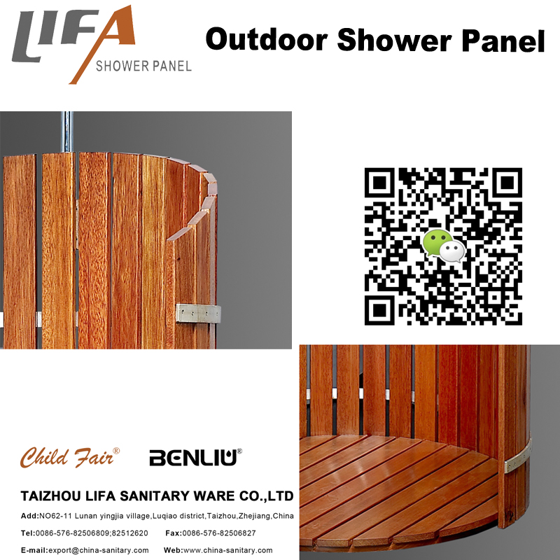 Pannello doccia esterna CF5007, Pannello doccia esterna in legno, Pannello doccia giardino, doccia esterna indipendente