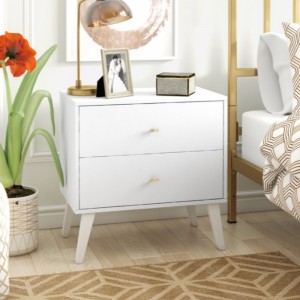 Nuovo design 2 cassetti comodini nero comodino per camera da letto comodino con cassetto in legno massello