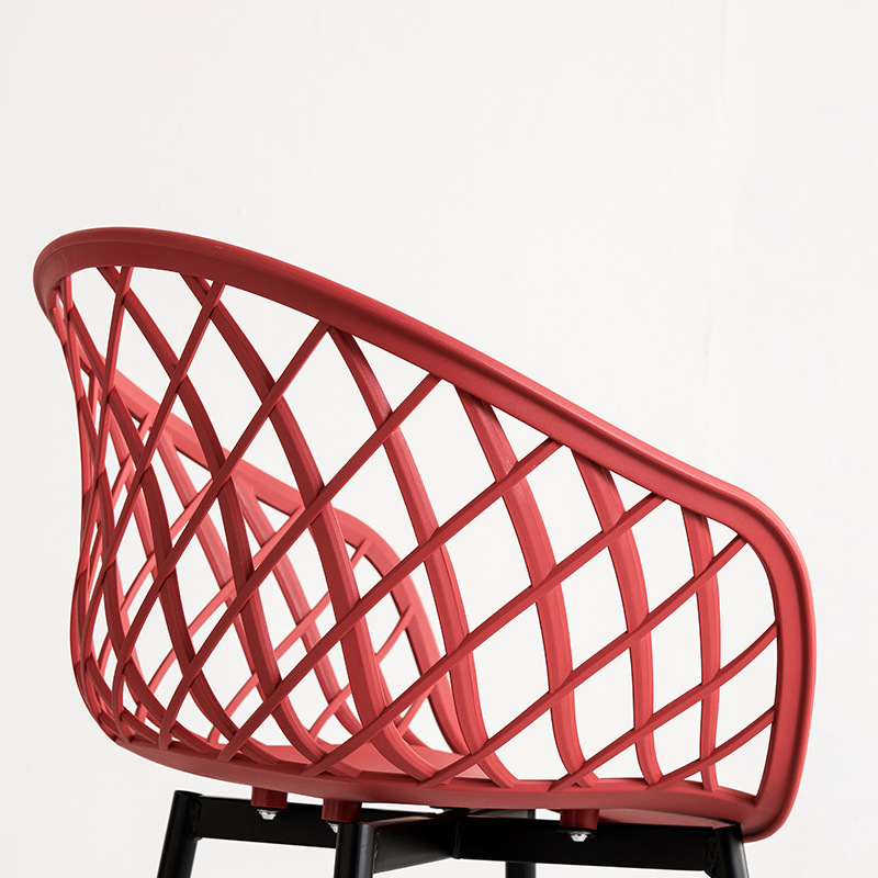 Mobili da esterno moderni PP plastica telaio metallico chaises plastique poltrone da giardino rosse