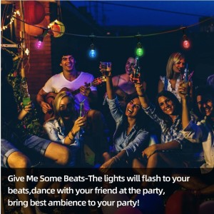 COLORE DI 48ft Modifica luci a corda da esterno, 15 lampadine a LED infrangibile a prova di frantuma, IP65 impermeabili, luci a corda lampeggianti RGBW con remoto RF e luci decorative per patio giardino