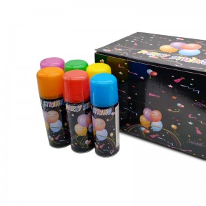 Stringa sciocco con spagno pazzo con pistola con spago per la festa dei coriandoli sparatutto