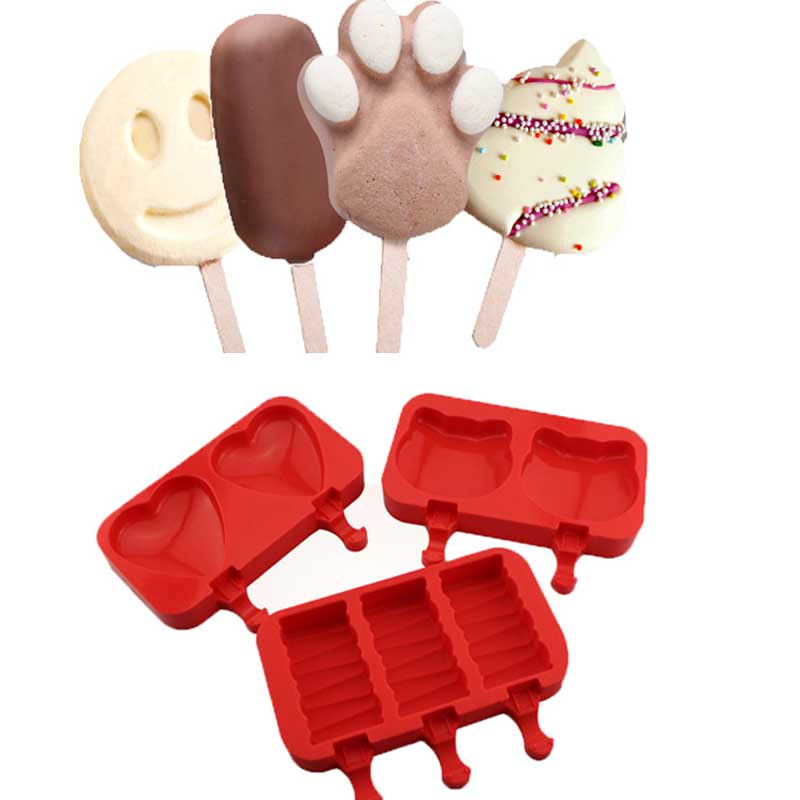 Gelato Stampi Cucina Gadget DIY Food Grade Silicone Bambini Vassoio Del Gelato Supporto Facile Da Pulire 2or3 Cavità Forma di Cartone