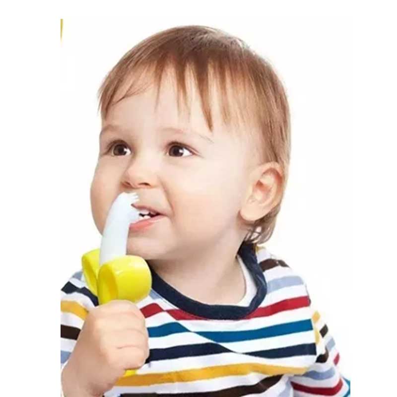 Banana baby teether silicone baby spazzolino da denti mini spazzolino da denti che allena spazzolino e giocattolo teether