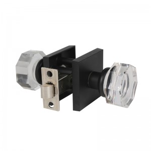 S2603 manopole per porte in cristallo in vetro trasparente interni, manopole per porte della privacy a forma di ottagono per camera da letto/bathroom,nero opaco