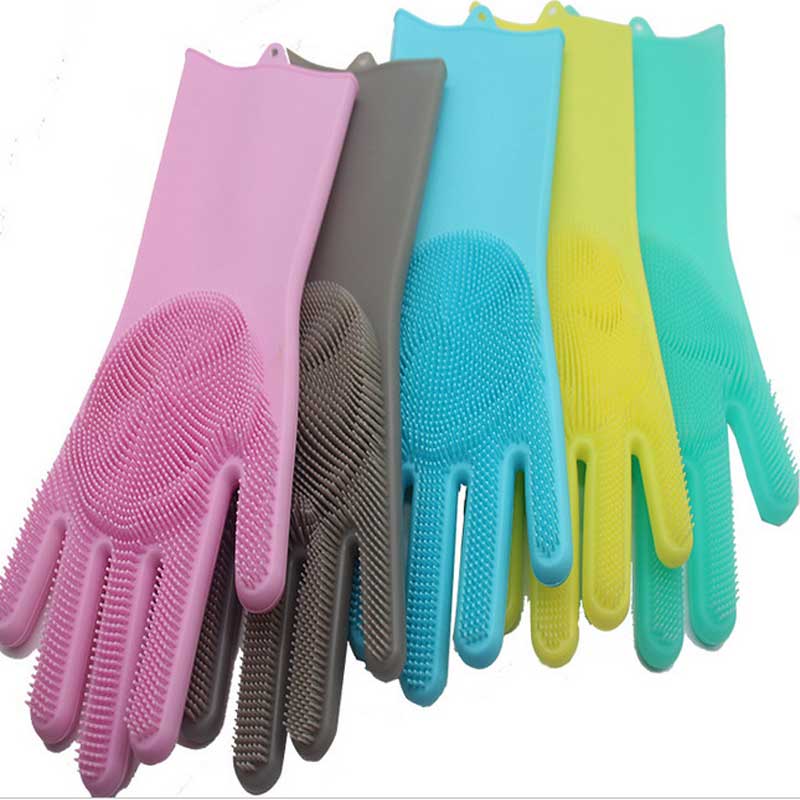 Guanti per la pulizia della cucina guanti domestici guanti di rondella di gomma per lavare i piatti in vaso di guanti silicone,