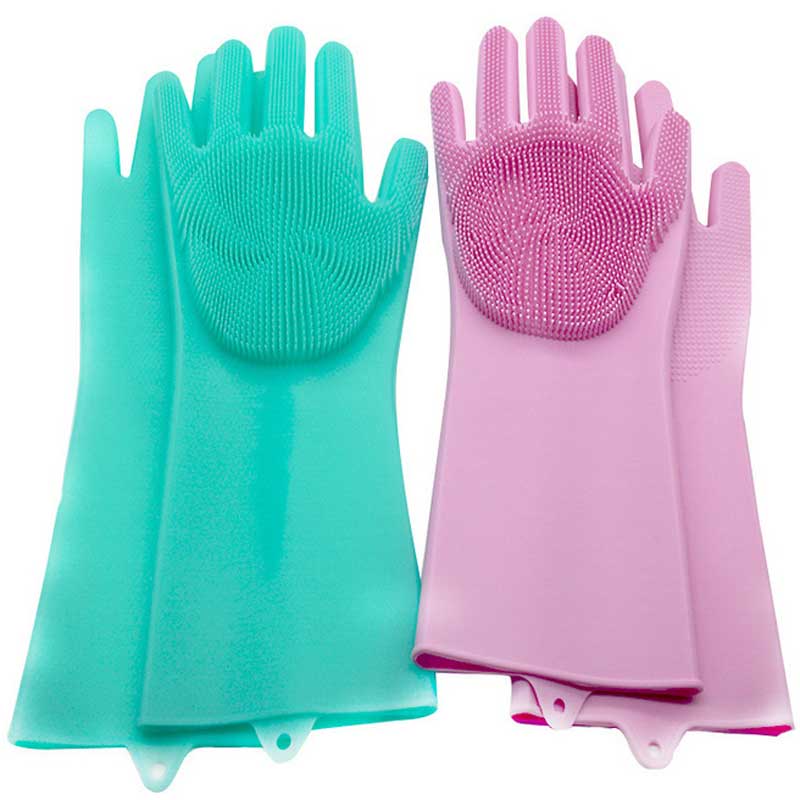 Guanti per la pulizia della cucina guanti domestici guanti di rondella di gomma per lavare i piatti in vaso di guanti silicone,