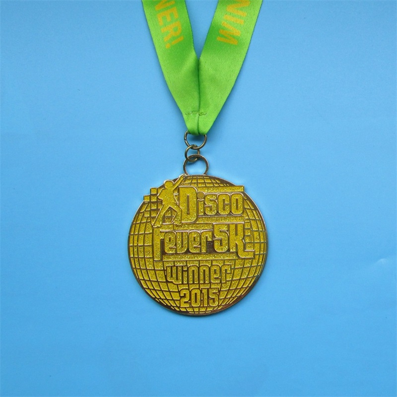 Premio medaglie con medaglie sportive in bronzo d'argento in lega di zinco anastro