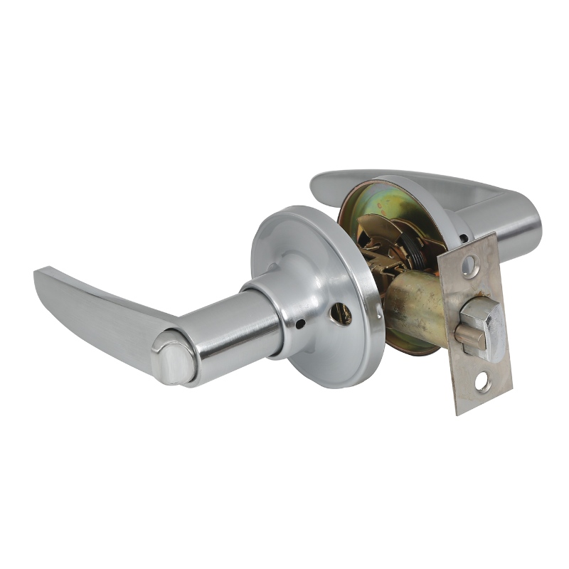 7302 Manico della porta della privacy con piastra a chiavistello rimovibile, set di serrature per leva della porta in metallo per camera da letto e bagno