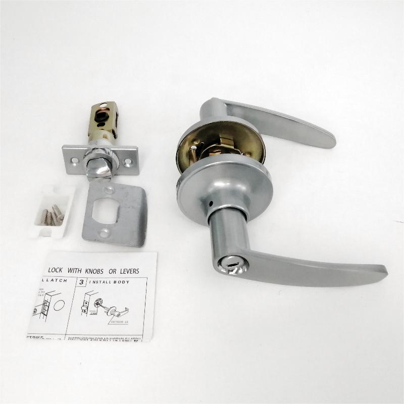 7302 Manico della porta della privacy con piastra a chiavistello rimovibile, set di serrature per leva della porta in metallo per camera da letto e bagno