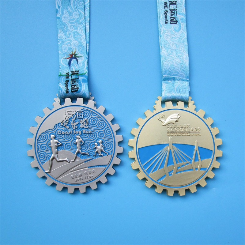 Gear Design Race Award 3D Metal Hanger Gold Medal Sports Medal personalizzato