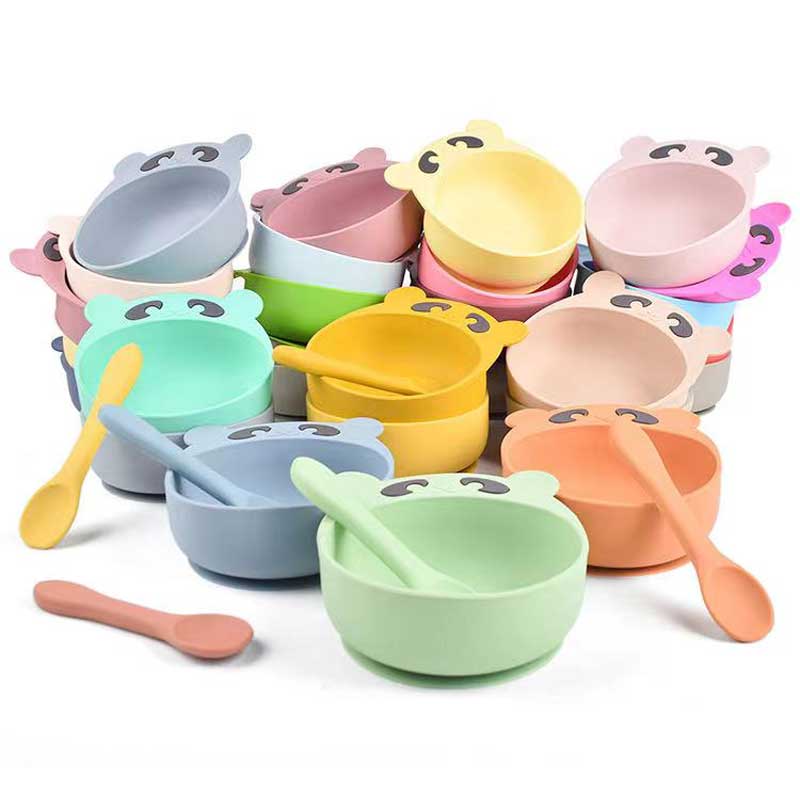 Set da bambino set silicone ciotola cucchiaio forchetta per bambini simpatico set di ciotola di silicio per alimentazione per alimenti per alimentari per bambini forniture per bambini