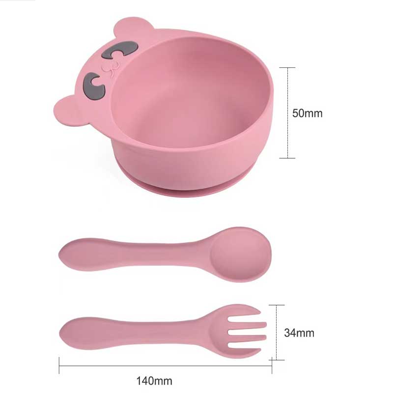 Set da bambino set silicone ciotola cucchiaio forchetta per bambini simpatico set di ciotola di silicio per alimentazione per alimenti per alimentari per bambini forniture per bambini