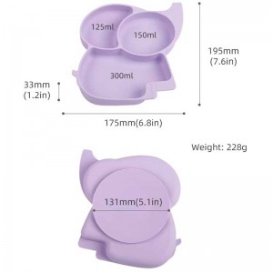 Piatti di aspirazione per bambini Silicone Elephant Plate Set di cibi complementari perneonati Elefante BPA BABY DINK COWL FREE SILICONE SILICO CENA CENATURA Accettabile Piatto diviso per bambini