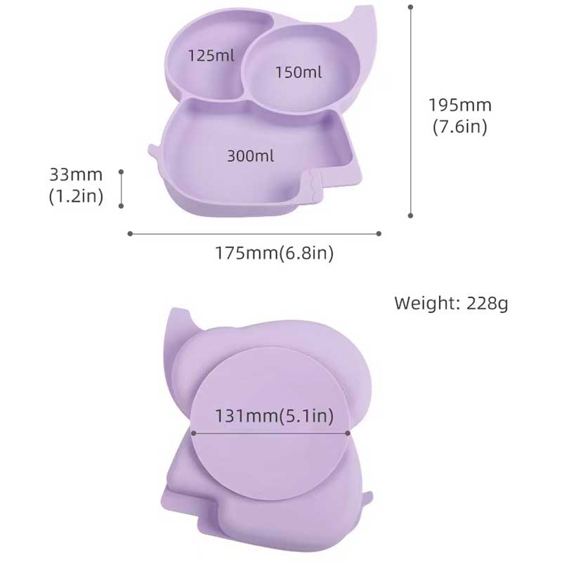 Piatti di aspirazione per bambini Silicone Elephant Plate Set di cibi complementari perneonati Elefante BPA BABY DINK COWL FREE SILICONE SILICO CENA CENATURA Accettabile Piatto diviso per bambini