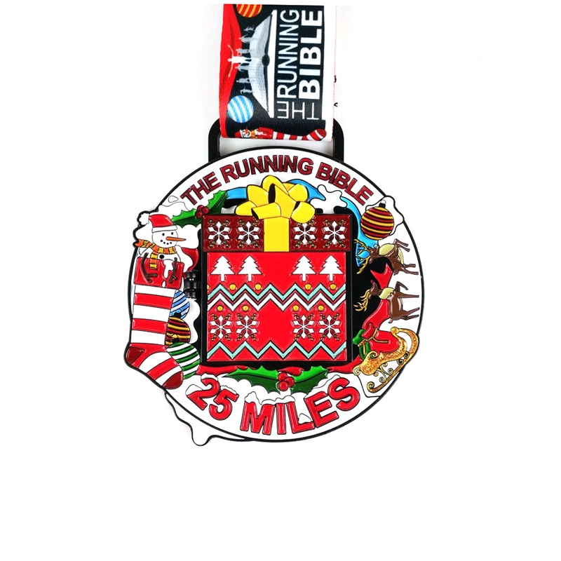 Medaglia su misura Babbo Natale che gestisce medaglie da medaglie personalizzate per medaglie di metallonatalizio