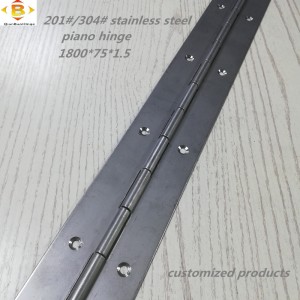 cerniera lunga personalizzata 201#304#Spessore1,5 mm Cinta per pianoforte in acciaio inossidabile Cabinetto a fila continua