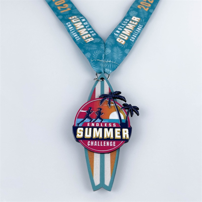 Premi medaglia in legno in metallo in legno per le vacanze estive correre