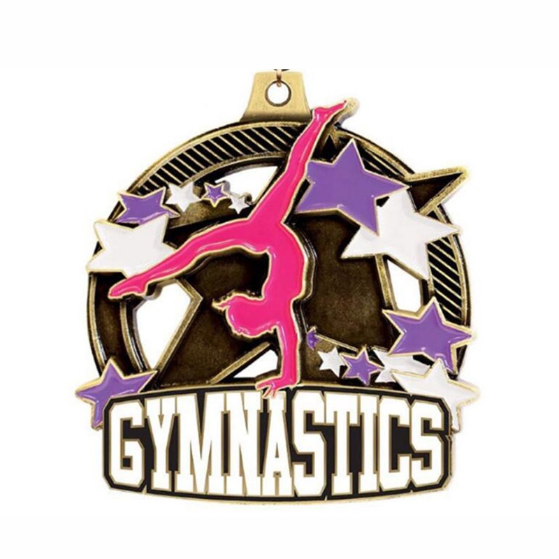 Medaglie personalizzate smalto 18k oro oro quadrato rettangolo medaglia medaglia a sospensione ginnastica