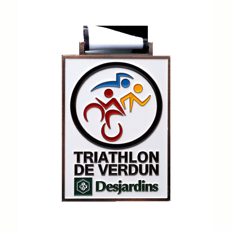 Medaglia sportiva in metallo a forma di forma personalizzata per l'ingrosso medaglia di triathlon