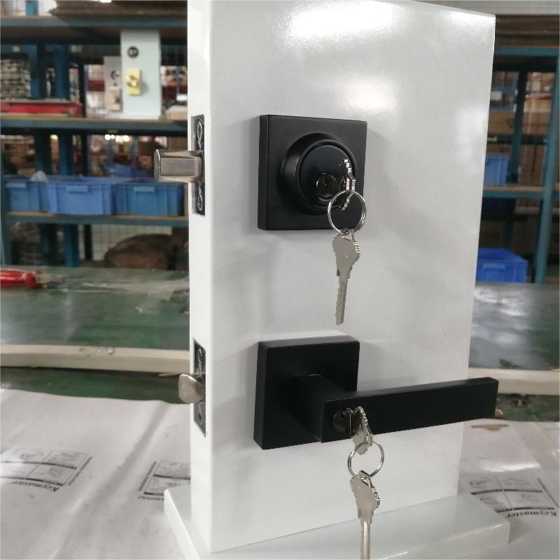 Leva di ingresso quadrata con set di deadbolt a singolo cilindro, serratura a porta combo simile a un cilindro, blocco della porta ad ingresso pesante, black opaco 1 pacchetto
