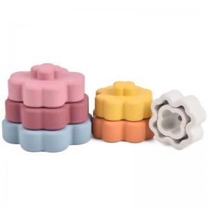 Bambini colorati fiore silicone sensoriale edificio educativo giocattoli silicone impilando giocattoli montessori