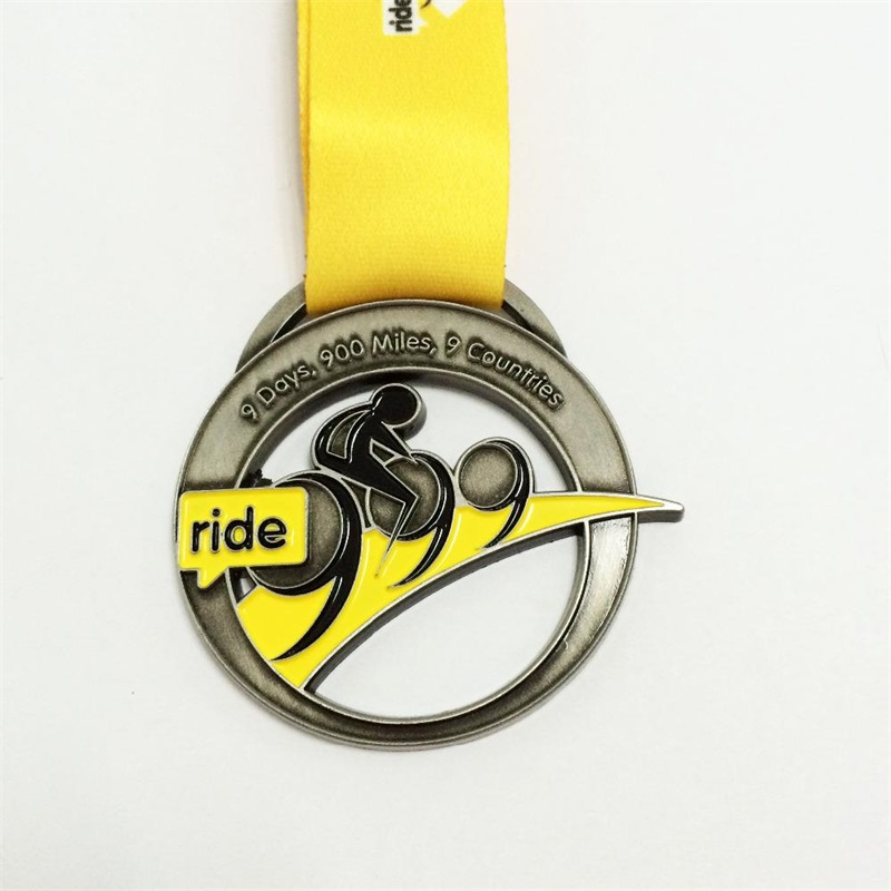 Medaglie di ciclismo in metallo di medaglie sportive medaglie 3d biciclette personalizzate