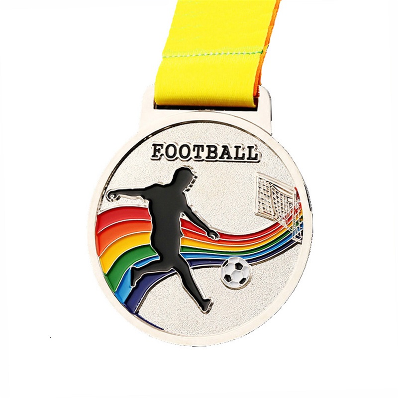 Medal di calcio di calcio di calcio di calcio personalizzato che corre in metallo maratona sport medaglia sportiva connastro