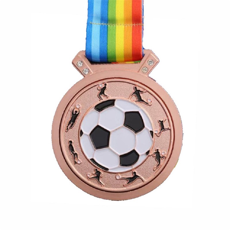 Medal di calcio di calcio di calcio di calcio personalizzato che corre in metallo maratona sport medaglia sportiva connastro