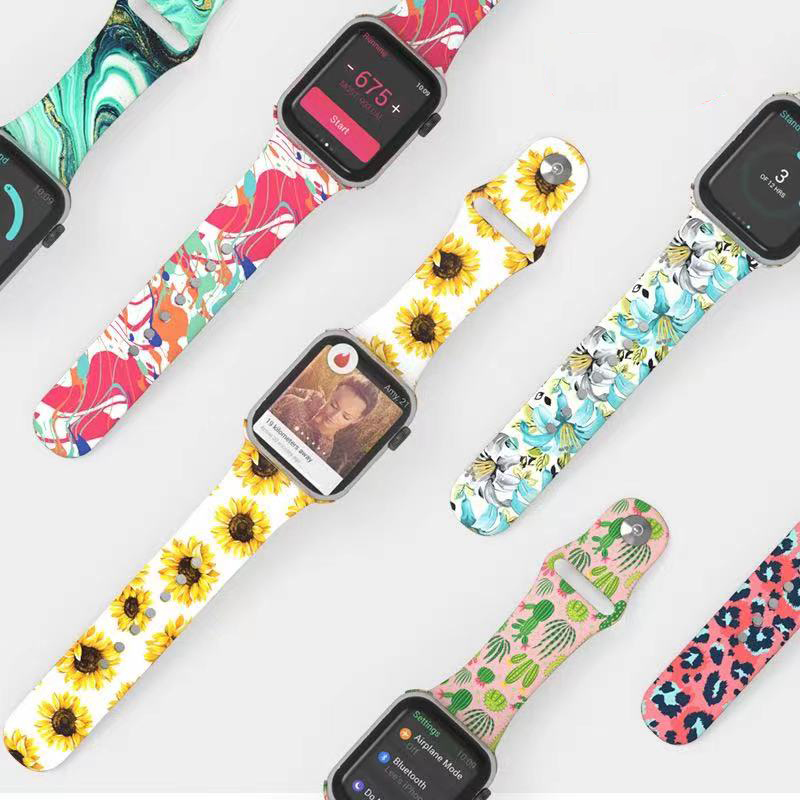Cannocchia di orologi in silicone in gomma con stampa morbida personalizzata per Apple Iwatch