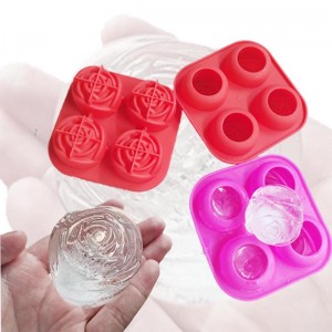 Mosso di ghiaccio rosa in silicone 3d vassoio cubo di ghiaccio grande, produce 4 graziosi ghiaccio a forma di fiori, in gomma silicone divertimento grande produttore di palline di ghiaccio per succo di succo di succo di succo di whisky b...
