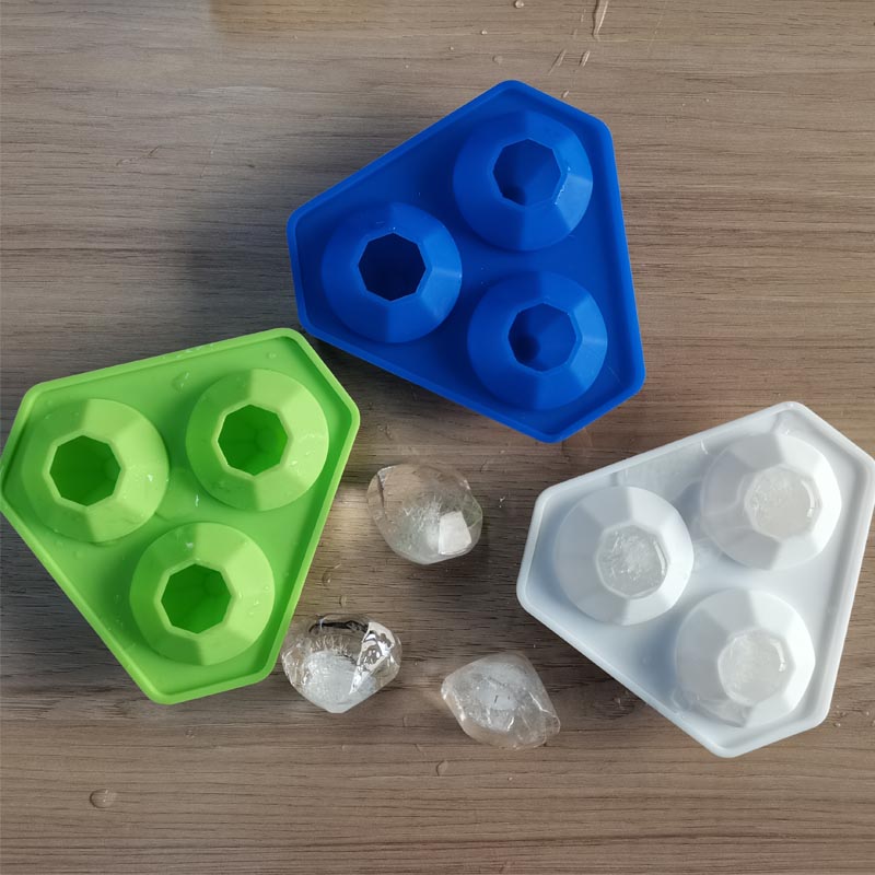 3 fori in silicone diamanti vassoio di diamante silicone vassoio per bombe da bagno whisky, caramelle, sapone e mestieri fai -da -te, lavastoviglie sicuro, riutilizzabile